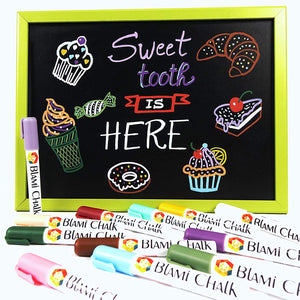 CUHIOY Chalk Markers for Blackboard, Pastel Chalk Pens for Chalkboard,  Erasable Chalk Markers for Blackboard Sign, Car Windows, Bistro Boards,  Glass, Mirror-6mm Reversible Bullet & Chisel Tip : : Office  Products