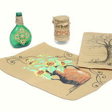 a drawing on brown paper next to a jar